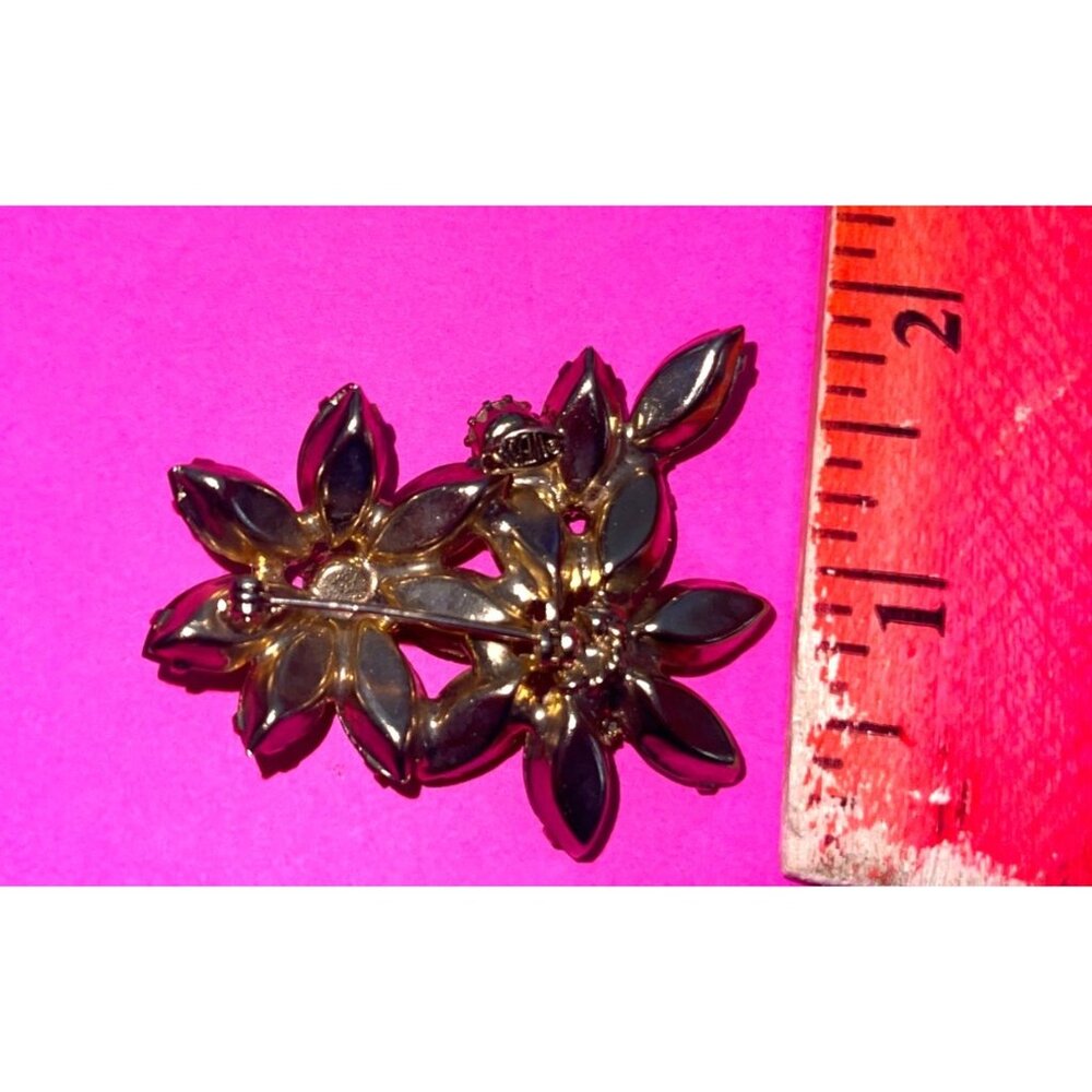 Weiss Ruby Red Crystal Brooch Ab Rhinestones Flor… - image 6